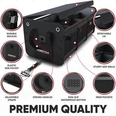 FORTEM SUV Trunk Organizer Collapsible Multi Compartment Storage Bag