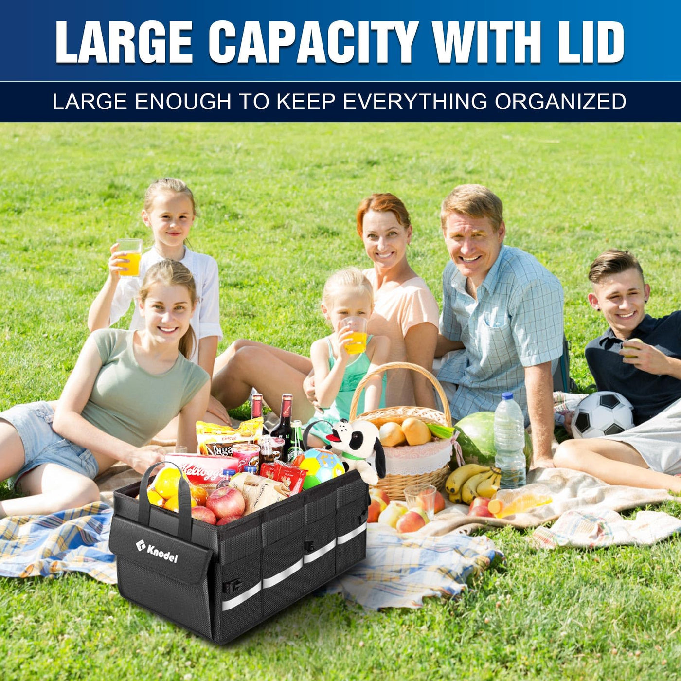 K KNODEL Car Trunk Organizer With Lid Collapsible Storage For SUV Truck Sedan