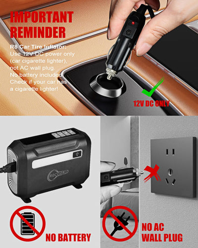 R8 Portable Tire Inflator Air Compressor With Dual Digital Screen