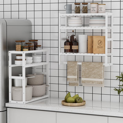 Bamboo Bathroom Towel Rack Over Toilet Storage Shelves With Bar