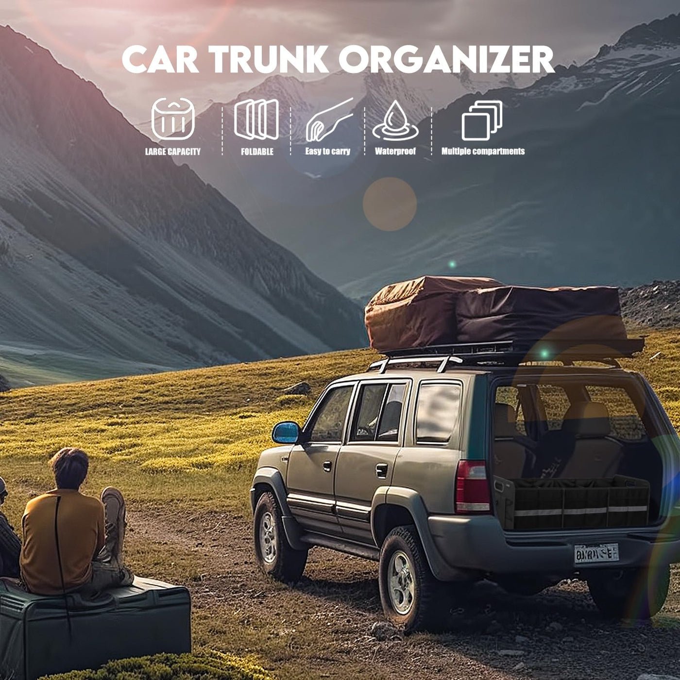 Getally Car Trunk Organizer With 3 Compartments And Multi Pockets