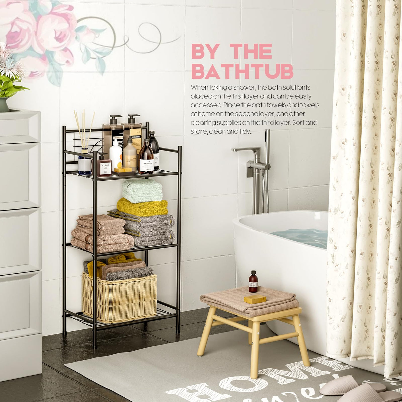 3-Tier Freestanding Storage Shelves Heavy Duty Metal Organizer