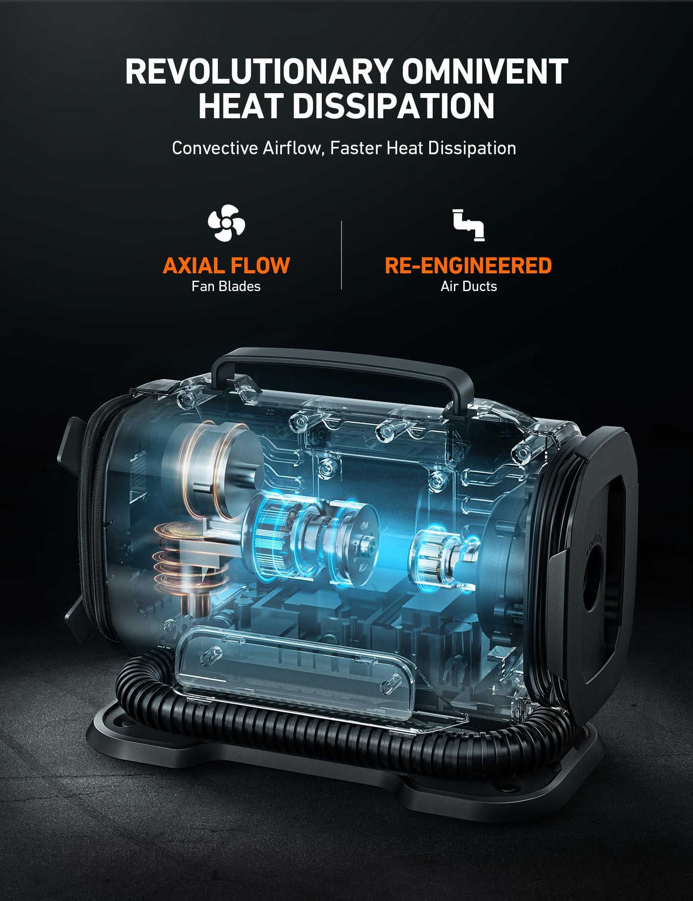 AstroAI Portable Tire Inflator Air Compressor Pump 150PSI Dual Motors LED Light