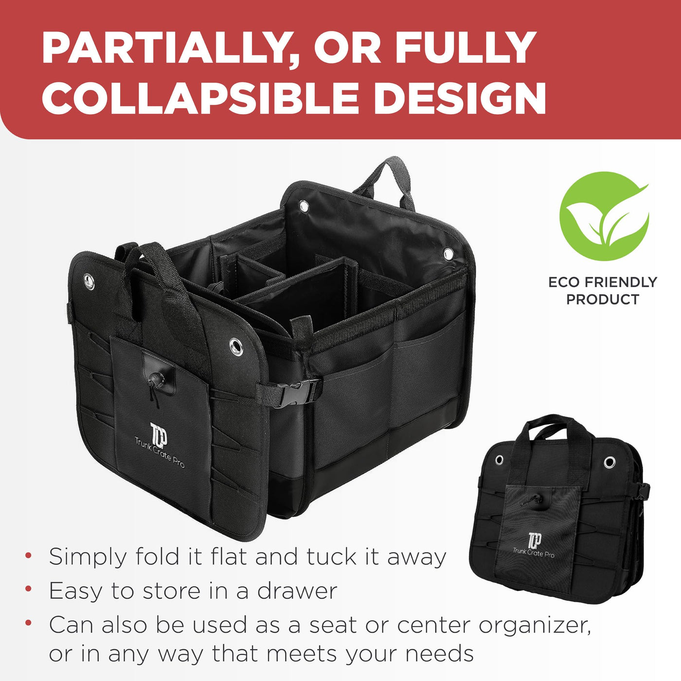 TRUNKCRATEPRO Car Trunk Organizer Adjustable Multi Compartment Storage