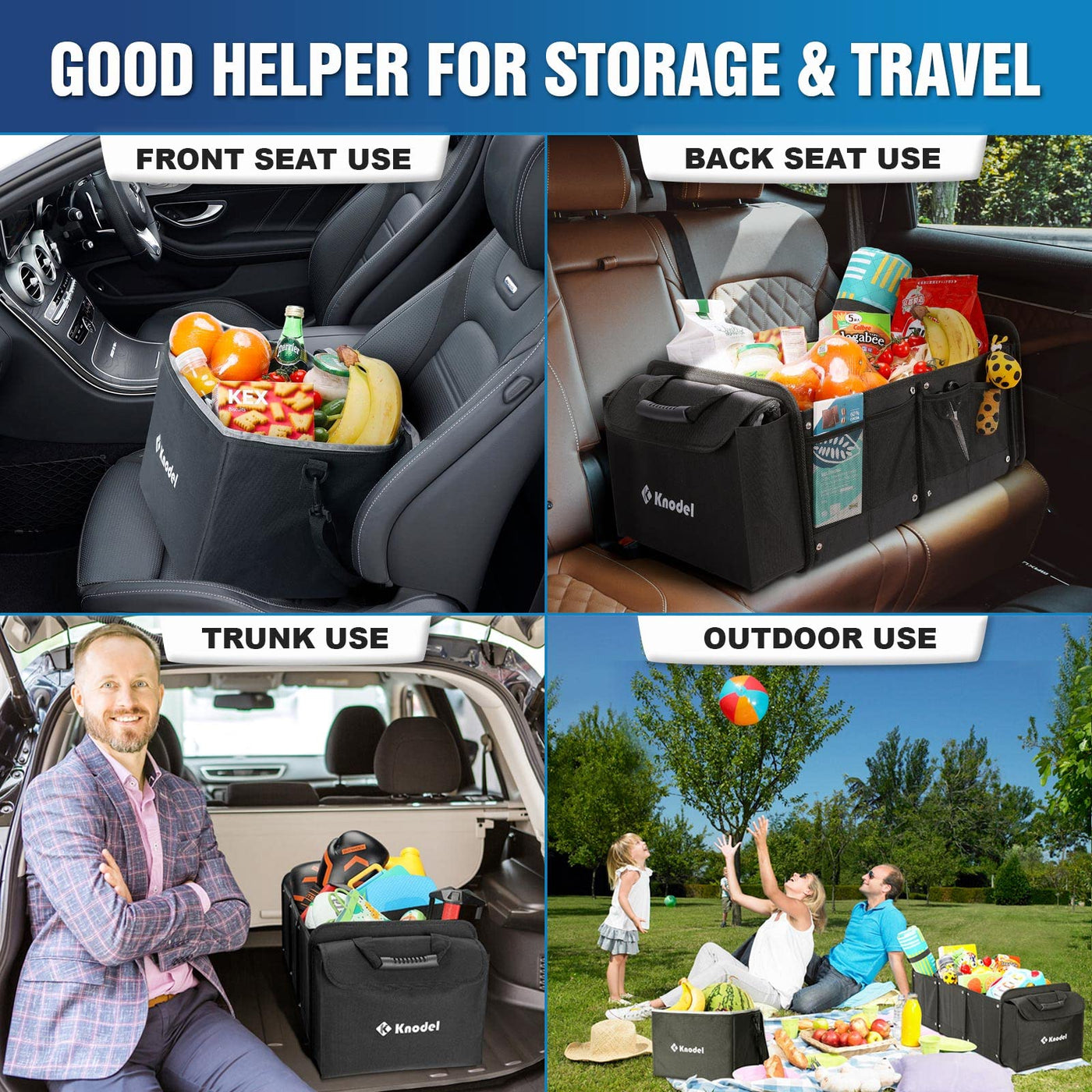 K KNODEL Extra Large Trunk Organizer With Cooler Bag And Straps