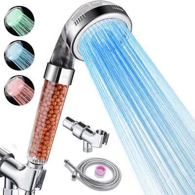 Color Changing Handheld Shower Head With High Pressure Function