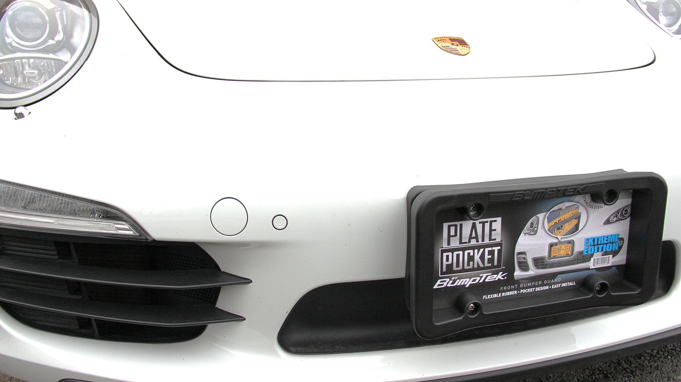 Plate Pocket Flexible Rubber Front Bumper Guard License Frame Protection