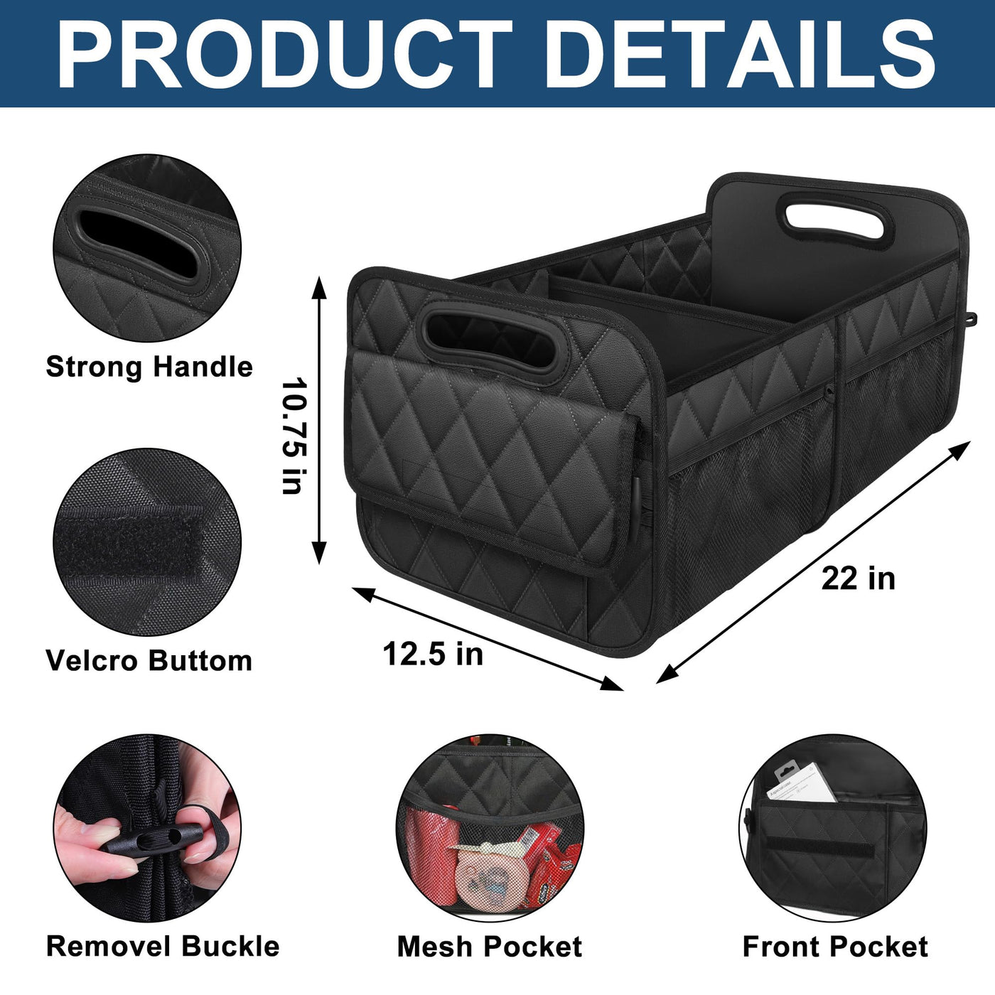 Deosk Car Trunk Organizer With 6 Pockets For SUV And Car Storage