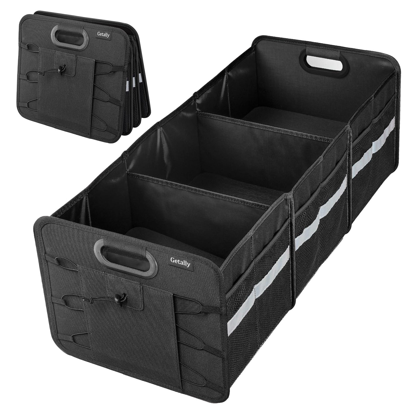 Getally Car Trunk Organizer With 3 Compartments And Multi Pockets