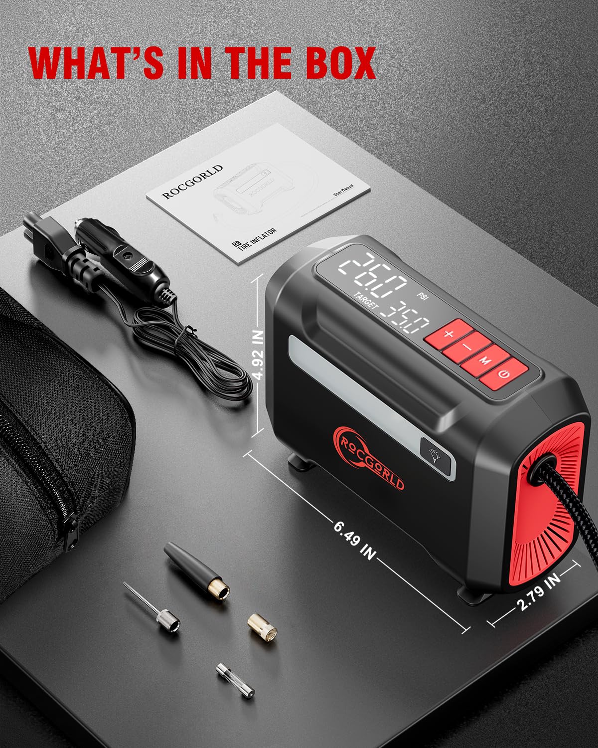 R8 Portable Tire Inflator Air Compressor With Dual Digital Screen