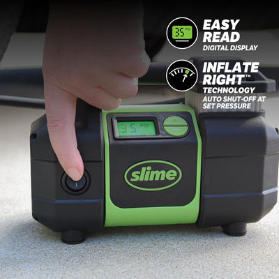 Slime 40063 Portable Tire Inflator Car SUV Air Compressor Automatic Shutoff