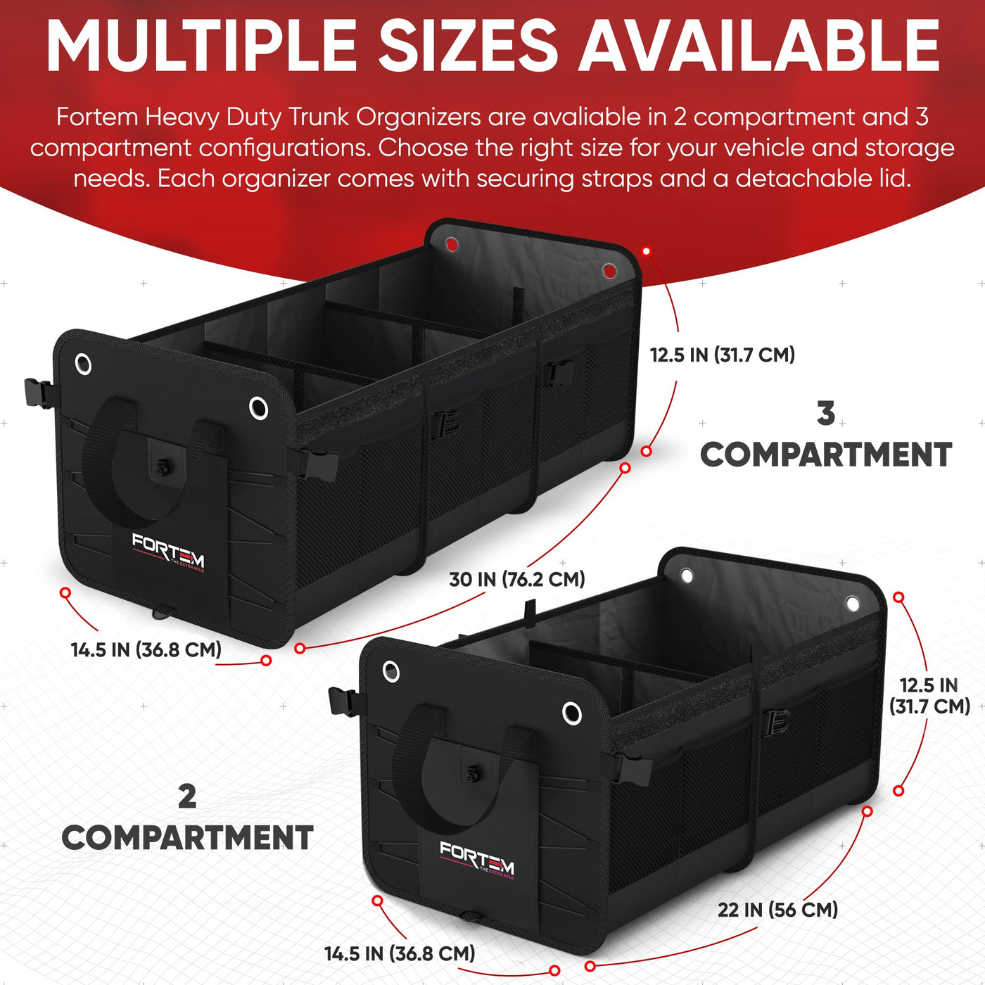 FORTEM SUV Trunk Organizer Collapsible Multi Compartment Storage Bag