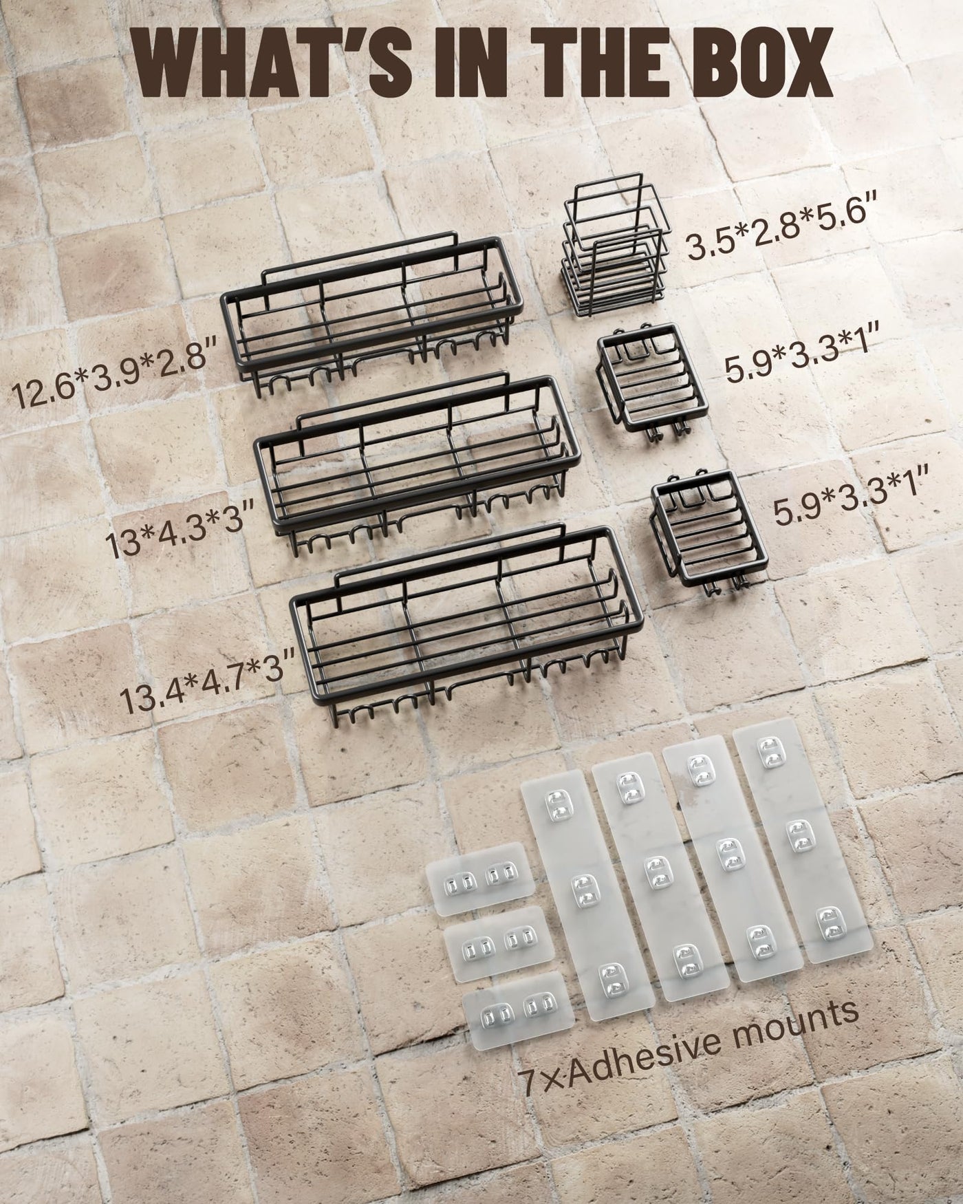 Shower Caddy 6-Pack Large Wall Mounted Heavy Duty Bathroom Shelves