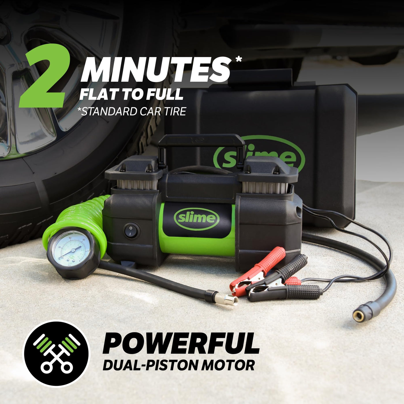 Slime Tire Inflator Portable Air Compressor For Car SUV 4x4