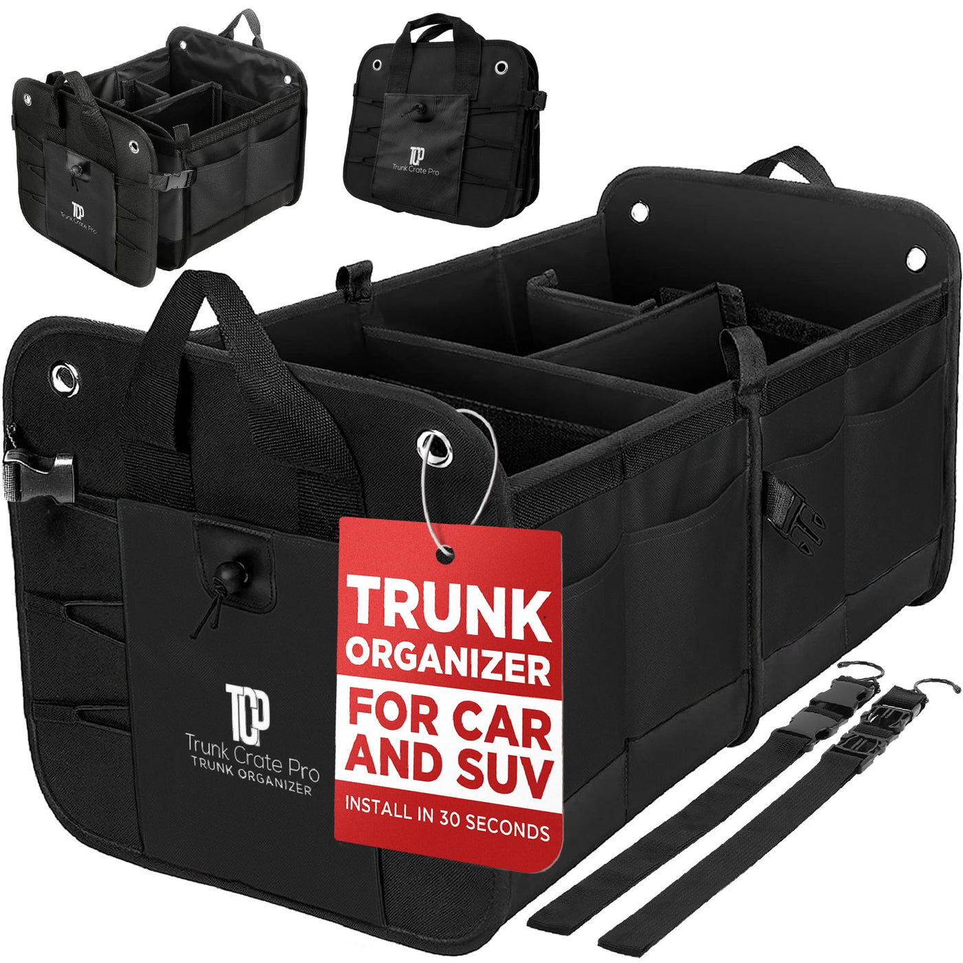 TRUNKCRATEPRO Car Trunk Organizer Adjustable Multi Compartment Storage