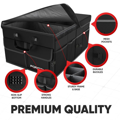 K KNODEL Car Trunk Organizer With Insulated Cooler Bag And Collapsible Design