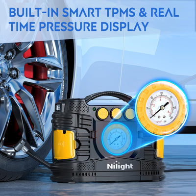 Nilight Portable Tire Inflator Air Compressor Dual Power 12V 110V
