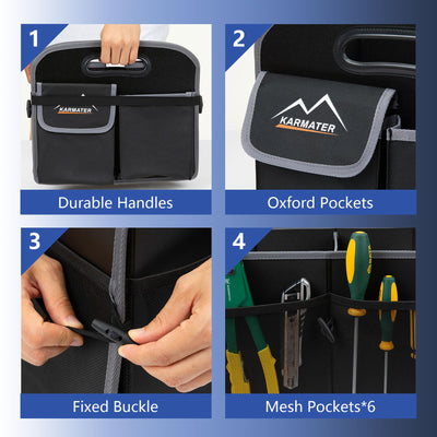 M KARMATER Car Trunk Organizer With 2 Compartments Machine Washable