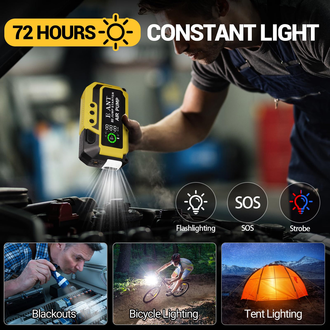 E-Ant Car Jump Starter 4000A Peak With Air Compressor For Gas Diesel