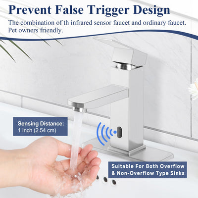 Herogo Touchless Bathroom Faucet Brushed Nickel Stainless Steel Sensor