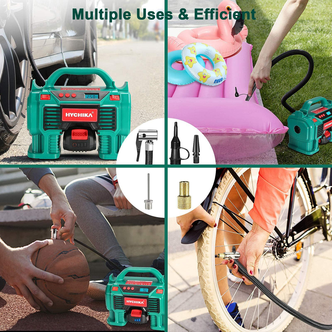 Portable Tire Inflator HYCHIKA Air Compressor 160PSI Dual Power