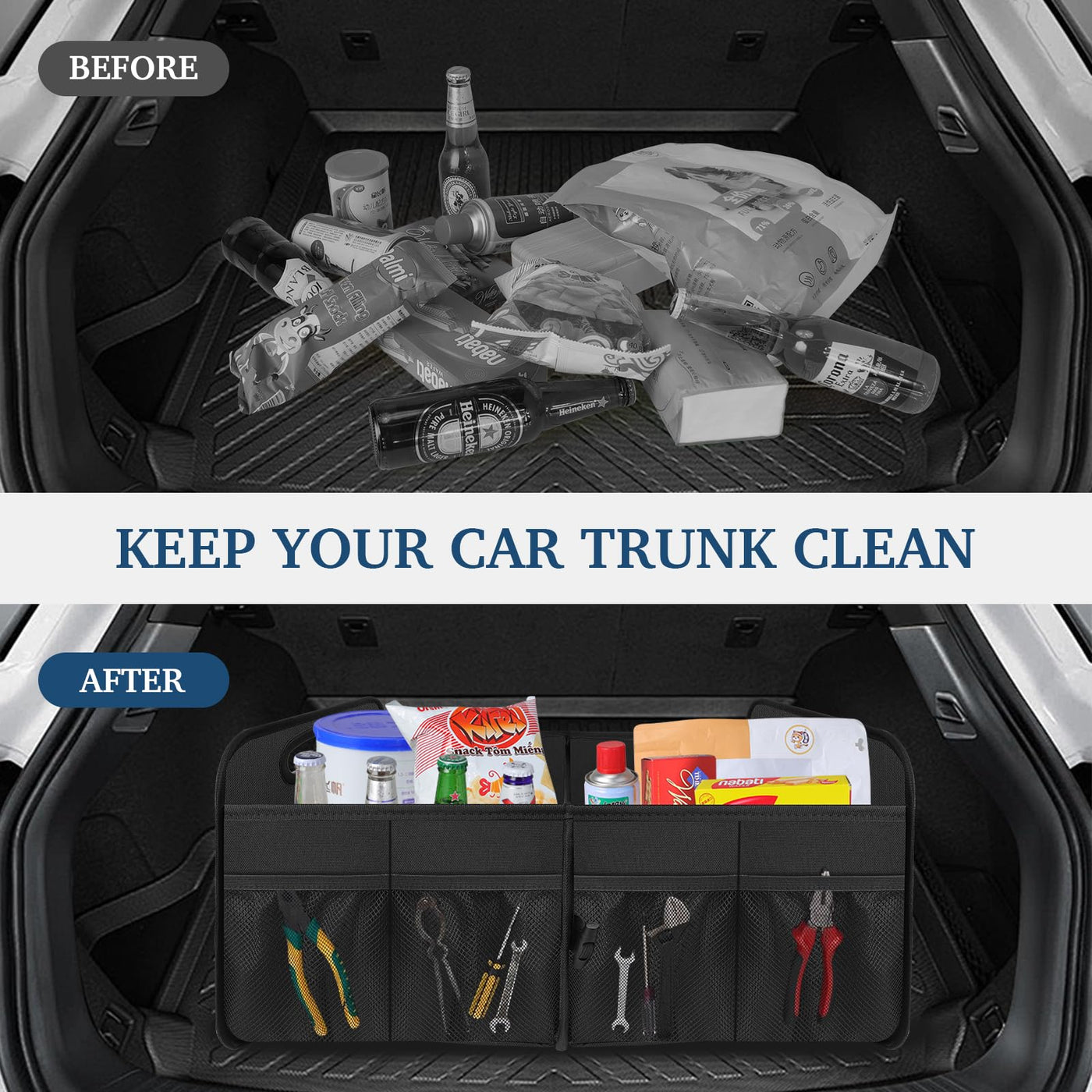 Femuar Car Trunk Organizer Large Capacity Waterproof Collapsible Storage