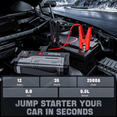 HPBS 2500A Portable Car Jump Starter With Air Compressor And Tire Inflator