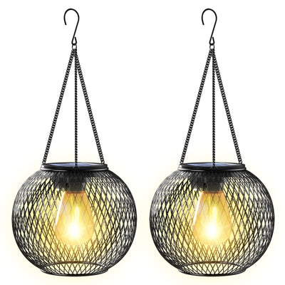 Solar Outdoor Lights Hanging Lantern Waterproof Garden Decor