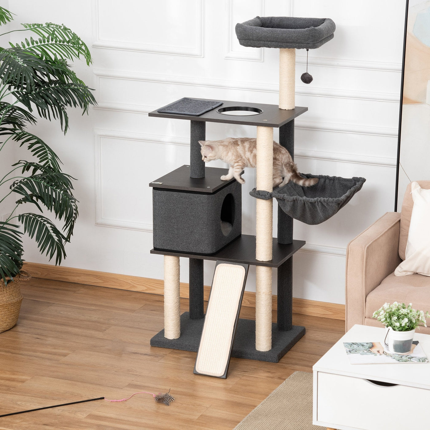 Huge Cat Tree Kitty Activity Center With Multiple Levels And Toys