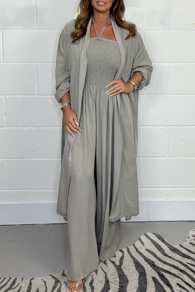 Women's Backless Two-Piece Set Lace-Up Wide Leg Outfit