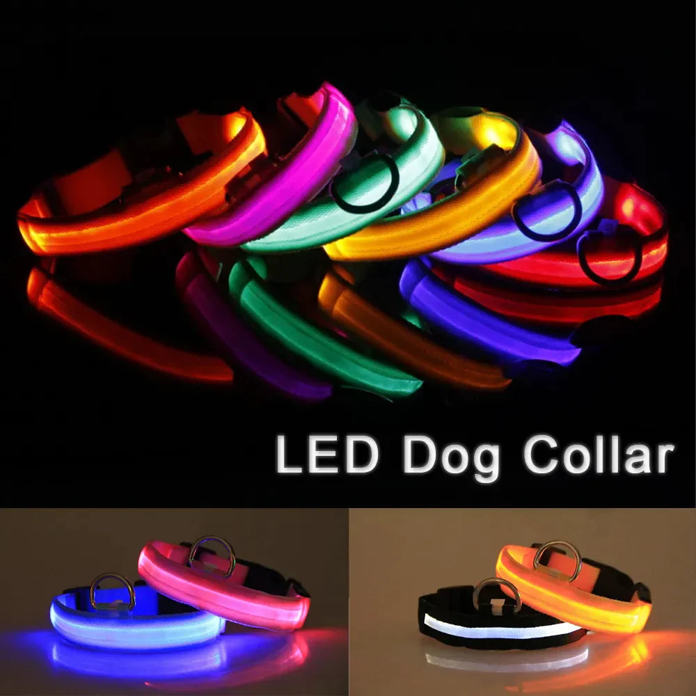 LED Dog Collar Adjustable Waterproof Blinking Safety Light For Pets