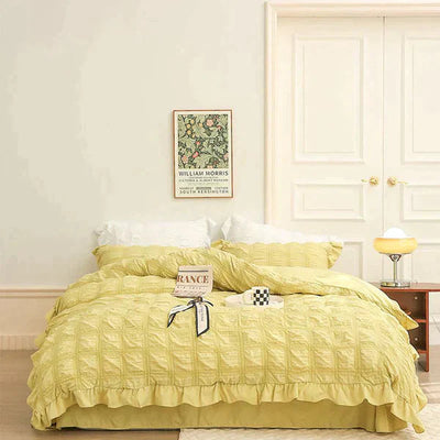 Icy Summer Seersucker Quilt Set 4-Piece Lightweight Cooling Quilt