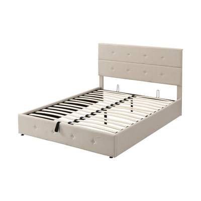 Queen Size Upholstered Platform Bed With Spacious Underbed Storage