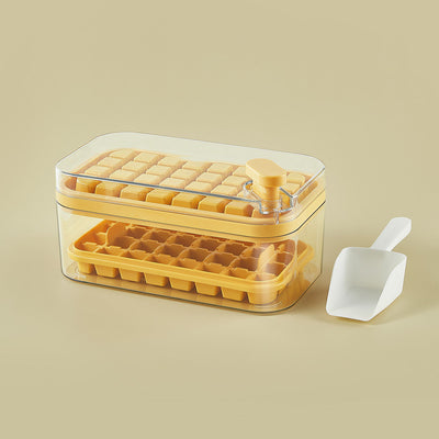 One-button Press Ice Cube Tray With Storage Box And Lid