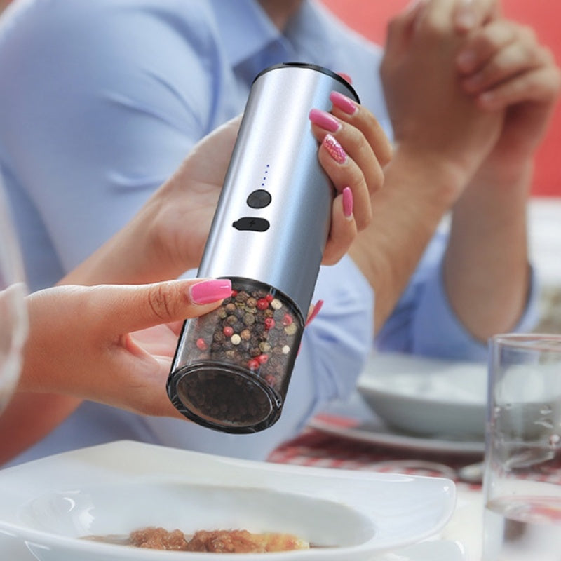 Electric Salt And Pepper Grinder Rechargeable LED Kitchen Mill Set
