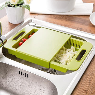 Multifunction Kitchen Chopping Board With Sink Drain Basket And Tools