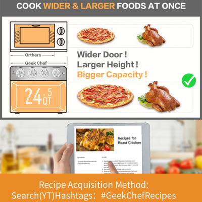 Geek Chef Air Fryer Oven 26QT 6 Slice Extra Large Stainless Steel