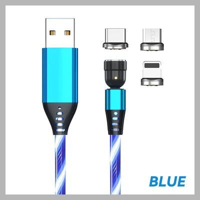3-in-1 Magnetic Charging Cable Rotating Streamer Data Cable