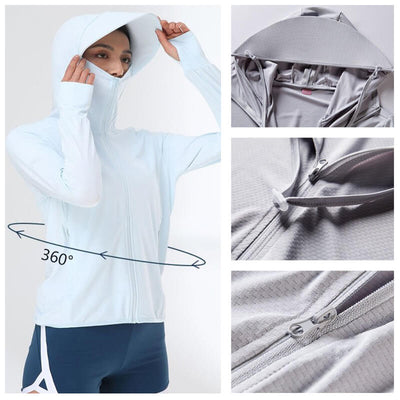 Detachable Large Brim UPF 50+ Sun Protection Clothing Ice Silk