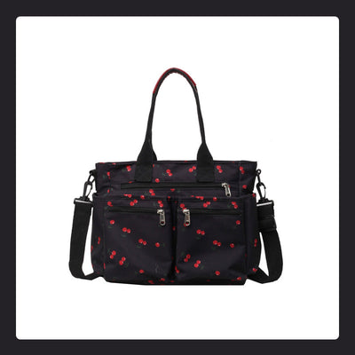 Cherry Print Tote Bag Stylish Lightweight Canvas Handbag
