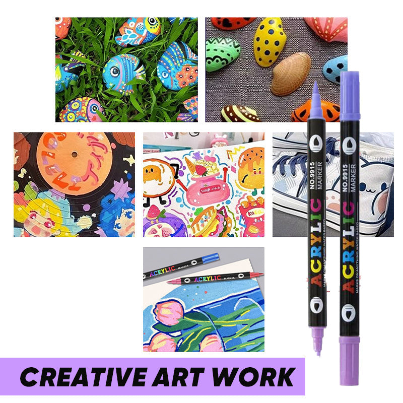 Dual Tip Acrylic Paint Marker Pen For Art And Crafts