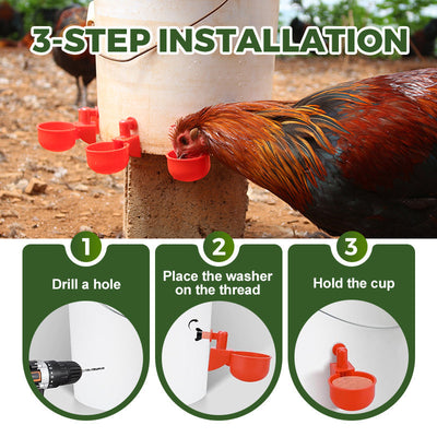5/16 Inch Thread Automatic Poultry Water Cups Durable Farm Use