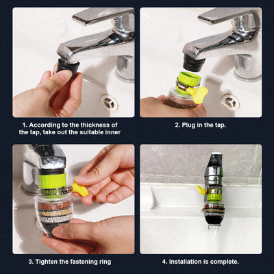 Rotating Splash Proof Water Saving Faucet Nozzle Filter
