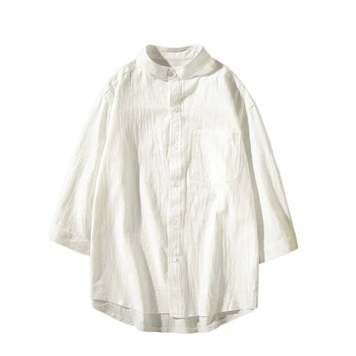Short Sleeve Linen Men's Shirt Lightweight Summer Casual Top