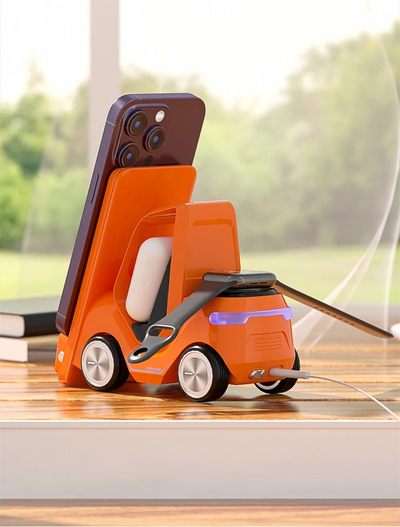 Car Shaped Wireless Charging Dock With LED Alarm Clock Fast Charge