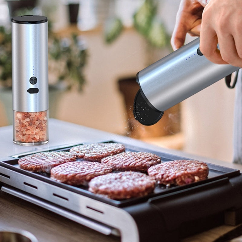 Electric Salt And Pepper Grinder Rechargeable LED Kitchen Mill Set