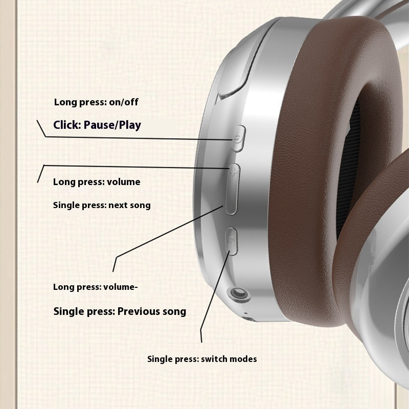 Retro Bluetooth Headset Metal Design Wireless Audio Headphones