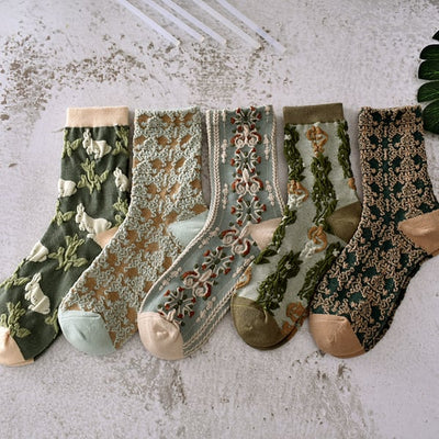 Women's Floral Cotton Socks Set 10 Pairs Comfortable Soft Design