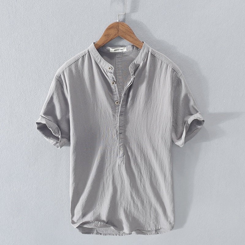 Men's Linen Casual Shirt Short Sleeve Lightweight Summer Top
