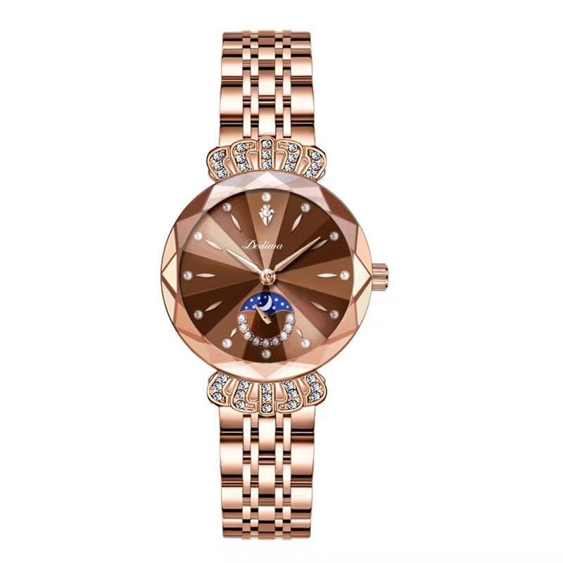 Diamond Moon Star Watch For Women Elegant Stylish Jewelry Timepiece